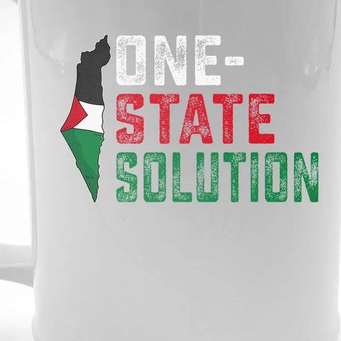 One State Solution Palestine Gaza Map Peace Statement Front & Back Beer Stein