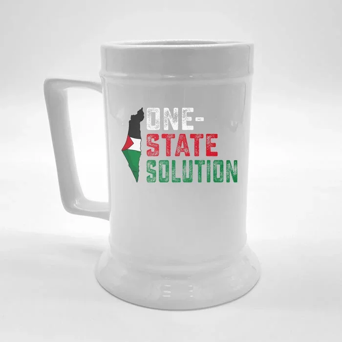 One State Solution Palestine Gaza Map Peace Statement Front & Back Beer Stein