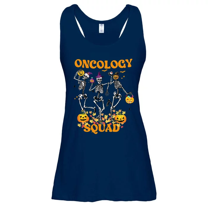 Oncology Squad Skeleton Pumpkin Fall Leaves Spooky Halloween Ladies Essential Flowy Tank