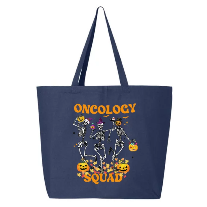 Oncology Squad Skeleton Pumpkin Fall Leaves Spooky Halloween 25L Jumbo Tote