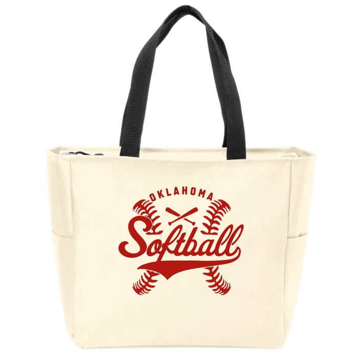 Oklahoma Softball Team Retro Softball Fan Zip Tote Bag