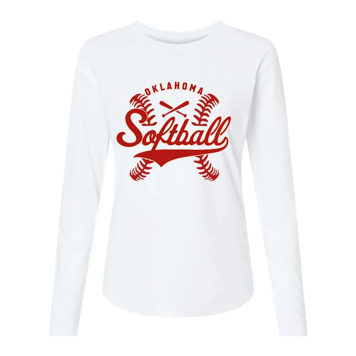 Oklahoma Softball Team Retro Softball Fan Womens Cotton Relaxed Long Sleeve T-Shirt