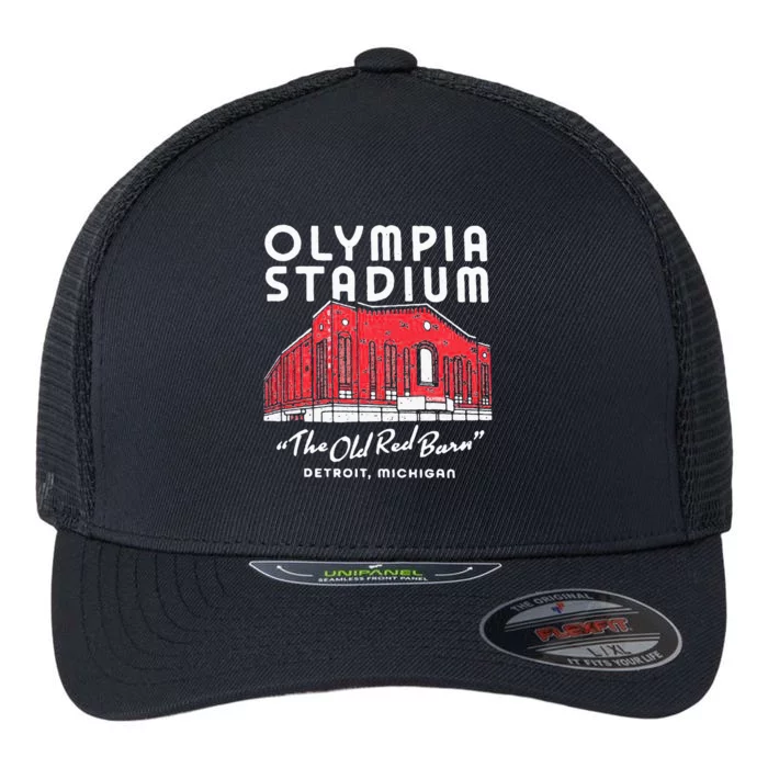 Olympia Stadium The Old Red Burn Detroit Michigan Flexfit Unipanel Trucker Cap