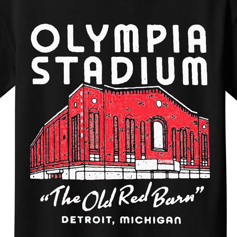 Olympia Stadium The Old Red Burn Detroit Michigan Kids T-Shirt