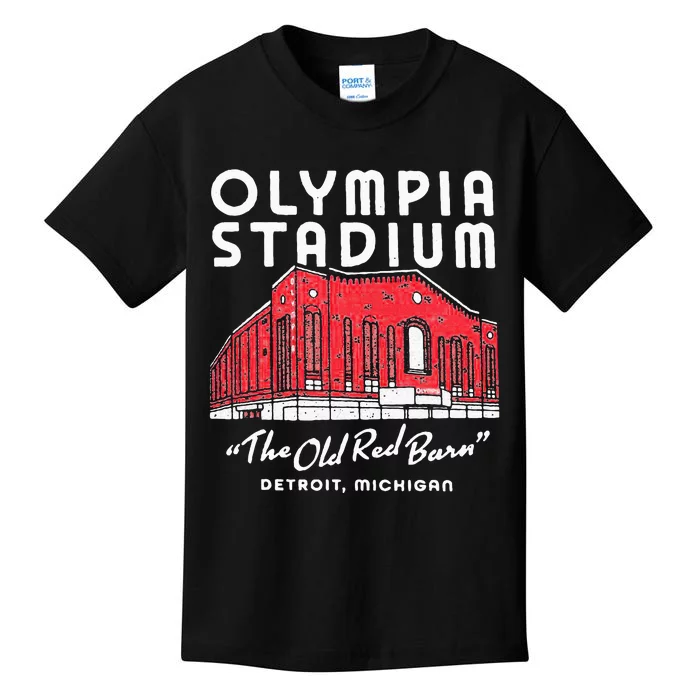 Olympia Stadium The Old Red Burn Detroit Michigan Kids T-Shirt