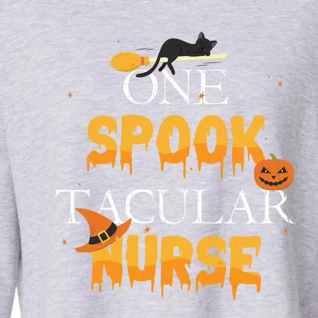 One Spook Tacular Nurse Spooky Halloween Holiday Gift Cropped Pullover Crew