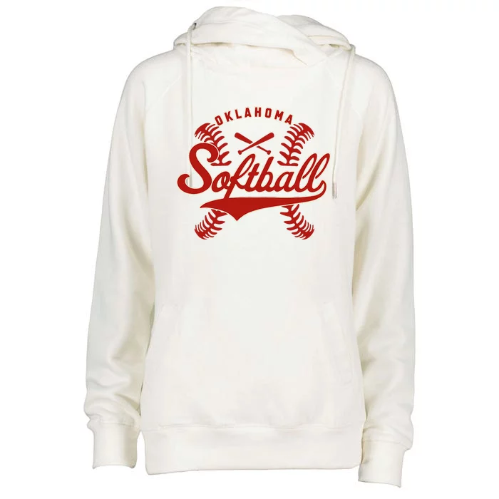 Oklahoma Softball Team Retro Softball Fan Womens Funnel Neck Pullover Hood