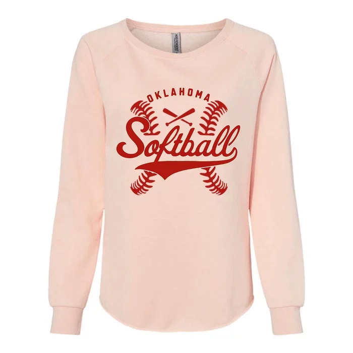 Oklahoma Softball Team Retro Softball Fan Womens California Wash Sweatshirt