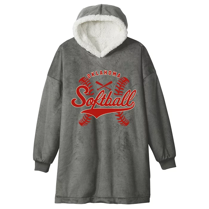 Oklahoma Softball Team Retro Softball Fan Hooded Wearable Blanket