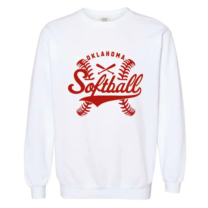 Oklahoma Softball Team Retro Softball Fan Garment-Dyed Sweatshirt