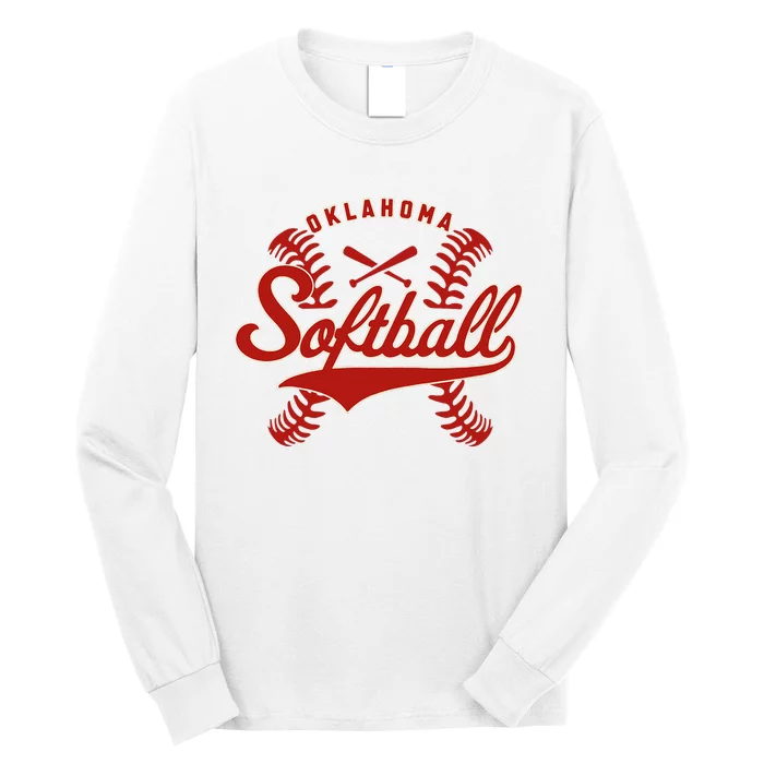 Oklahoma Softball Team Retro Softball Fan Long Sleeve Shirt