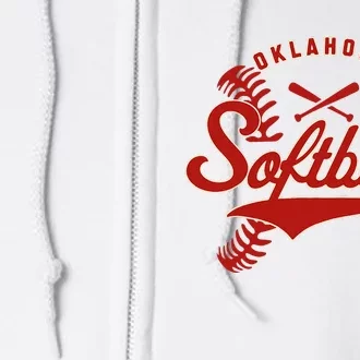 Oklahoma Softball Team Retro Softball Fan Full Zip Hoodie