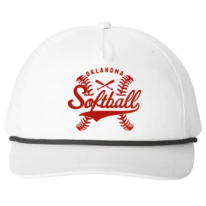 Oklahoma Softball Team Retro Softball Fan Snapback Five-Panel Rope Hat