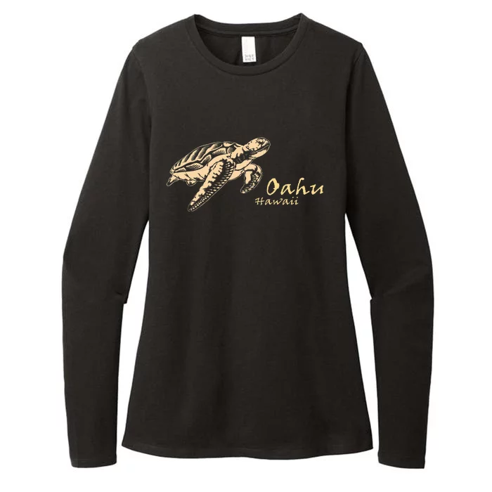 Oahu Sea Turtle Hawaii Aloha Waikiki Beach Sun Souvenir Gift Womens CVC Long Sleeve Shirt