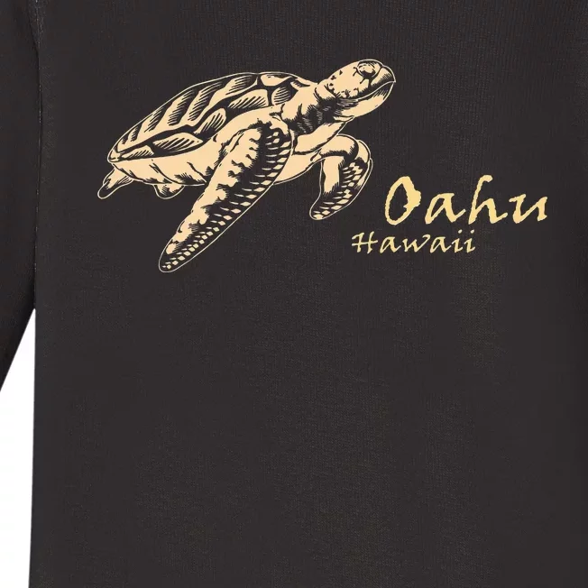 Oahu Sea Turtle Hawaii Aloha Waikiki Beach Sun Souvenir Gift Baby Long Sleeve Bodysuit