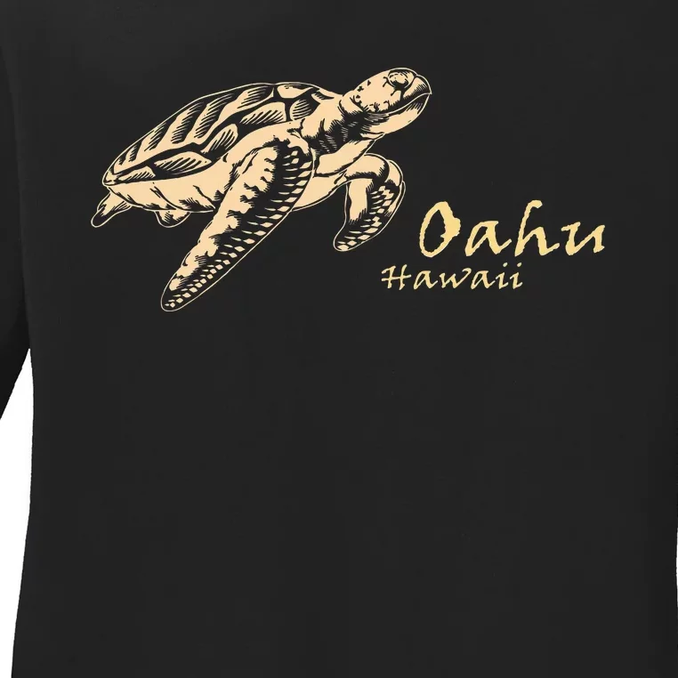 Oahu Sea Turtle Hawaii Aloha Waikiki Beach Sun Souvenir Gift Ladies Long Sleeve Shirt