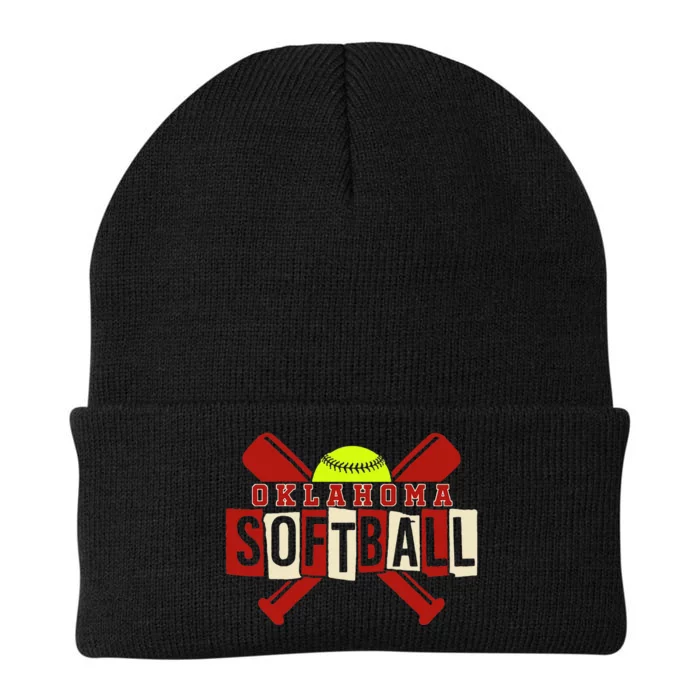 Oklahoma Softball Team Retro Softball Fan Knit Cap Winter Beanie