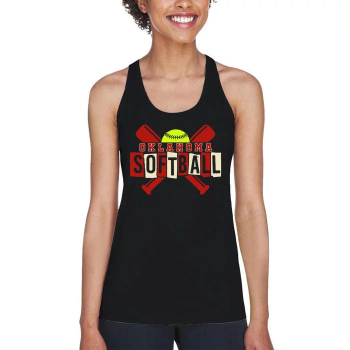 Oklahoma Softball Team Retro Softball Fan Women's Racerback Tank