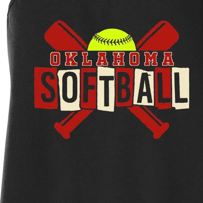 Oklahoma Softball Team Retro Softball Fan Women's Racerback Tank