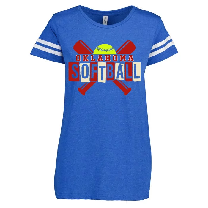 Oklahoma Softball Team Retro Softball Fan Enza Ladies Jersey Football T-Shirt