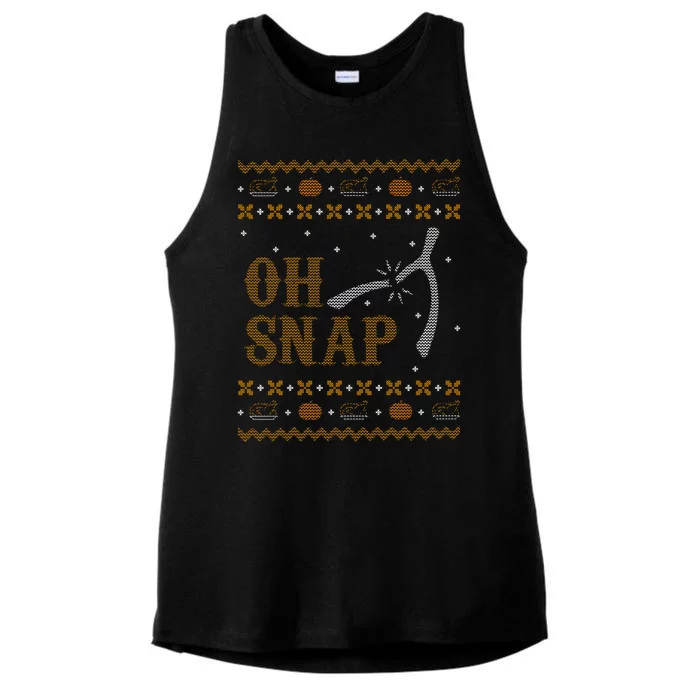 Oh Snap Turkey Wish Bone Ugly Sweater Thanksgiving Ladies Tri-Blend Wicking Tank