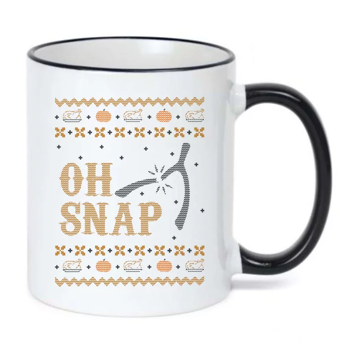 Oh Snap Turkey Wish Bone Ugly Sweater Thanksgiving Black Color Changing Mug