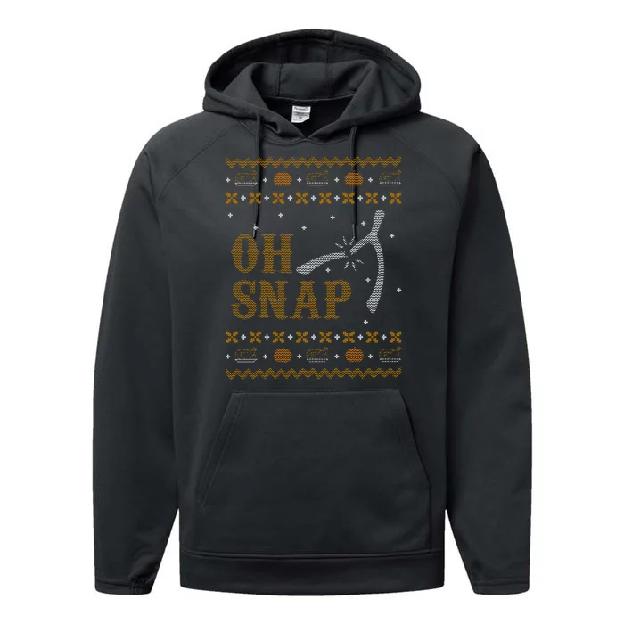 Oh Snap Turkey Wish Bone Ugly Sweater Thanksgiving Performance Fleece Hoodie