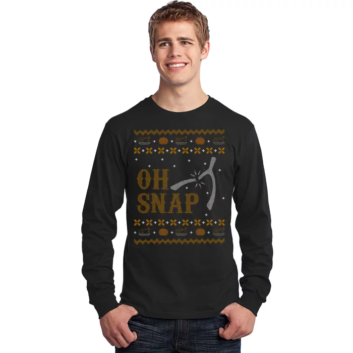 Oh Snap Turkey Wish Bone Ugly Sweater Thanksgiving Long Sleeve Shirt