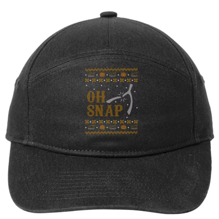 Oh Snap Turkey Wish Bone Ugly Sweater Thanksgiving 7-Panel Snapback Hat