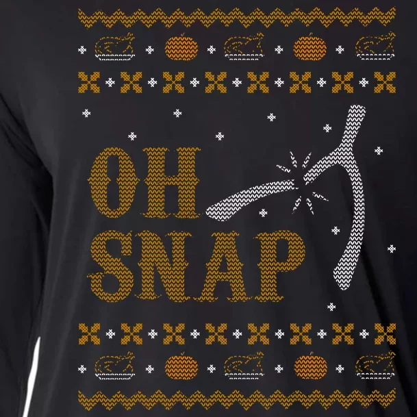 Oh Snap Turkey Wish Bone Ugly Sweater Thanksgiving Cooling Performance Long Sleeve Crew