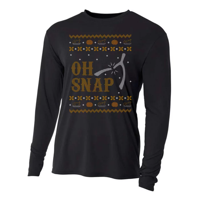 Oh Snap Turkey Wish Bone Ugly Sweater Thanksgiving Cooling Performance Long Sleeve Crew