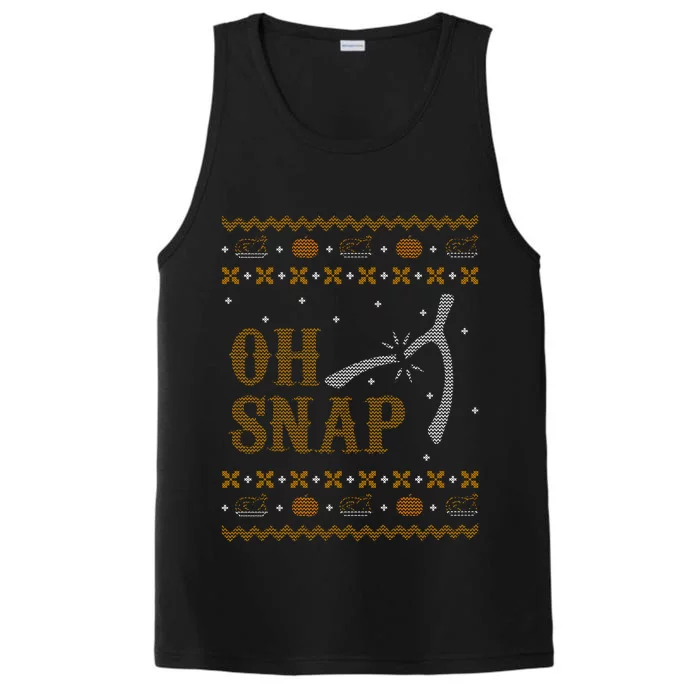 Oh Snap Turkey Wish Bone Ugly Sweater Thanksgiving Performance Tank