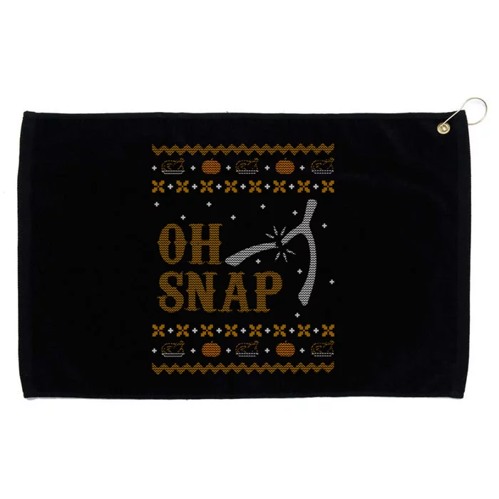 Oh Snap Turkey Wish Bone Ugly Sweater Thanksgiving Grommeted Golf Towel