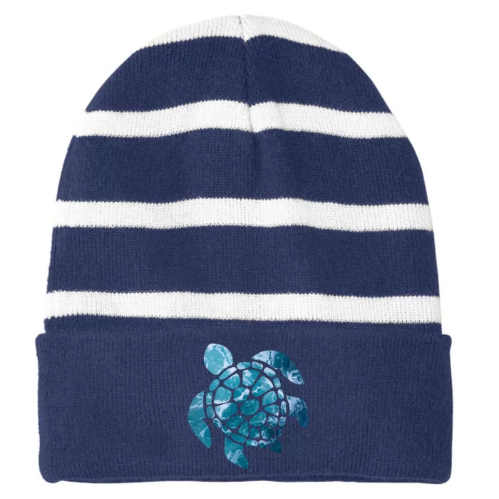 Ocean Sea Turtle Classic Striped Beanie with Solid Band