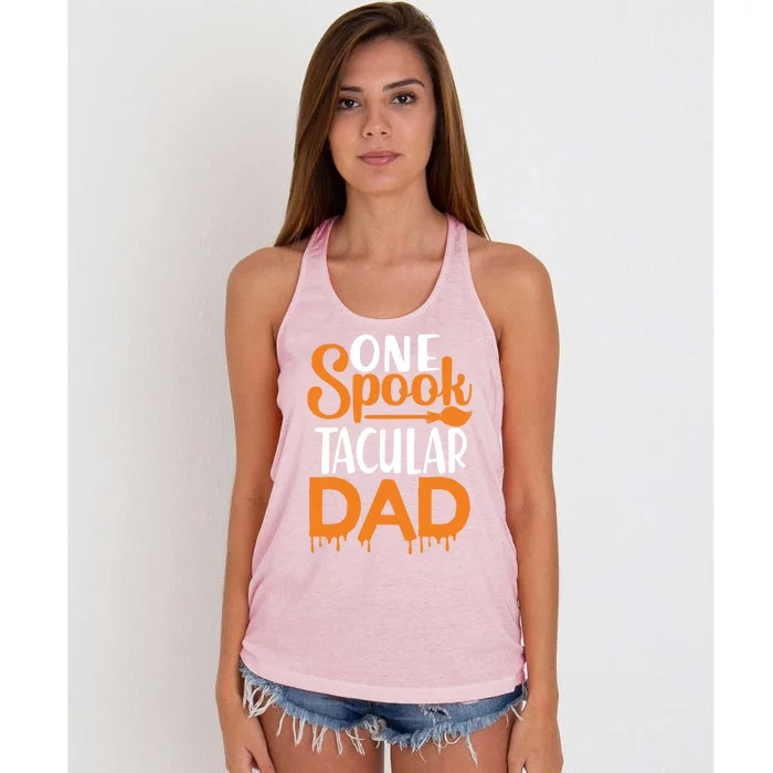 One Spook Tacular Dad Funny Spooky Dad Gift Women's Knotted Racerback Tank