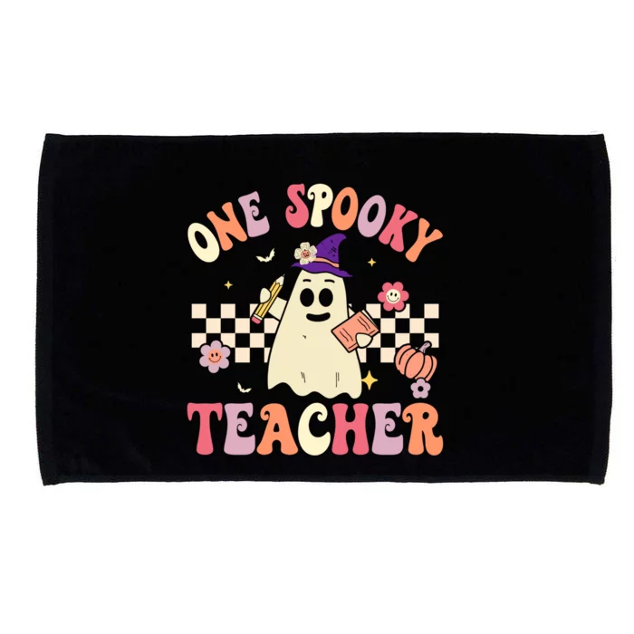 One Spooky Teacher Halloween Groovy Teacher Gift Microfiber Hand Towel