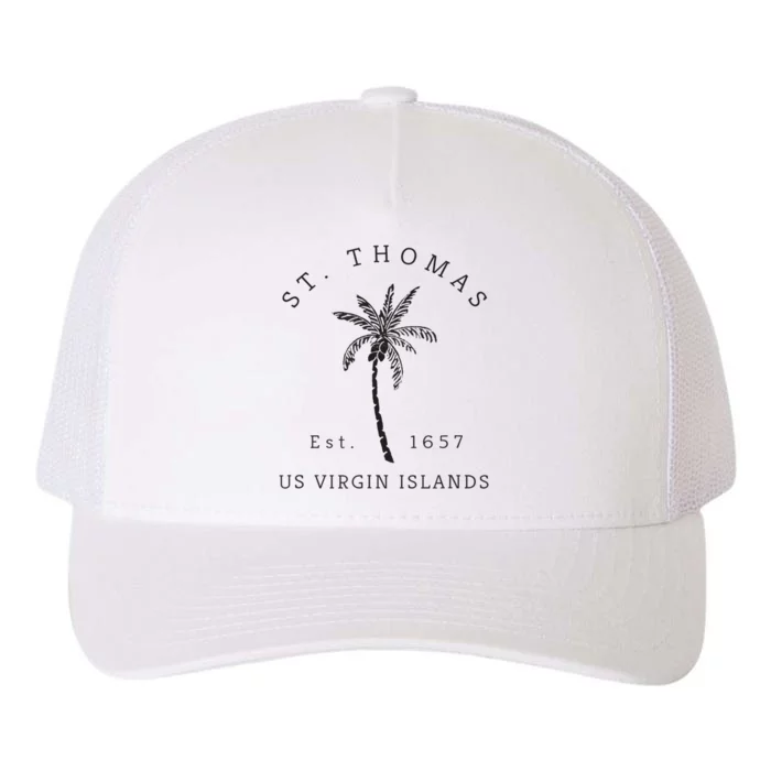 Original St. Thomas Virgin Islands Palm Tree Novelty Art Yupoong Adult 5-Panel Trucker Hat