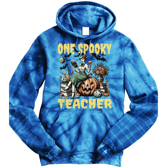 One Spooky Teacher Halloween Vintage Design Gift Tie Dye Hoodie