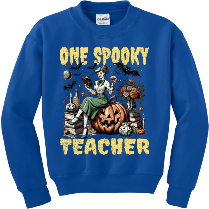 One Spooky Teacher Halloween Vintage Design Gift Kids Sweatshirt