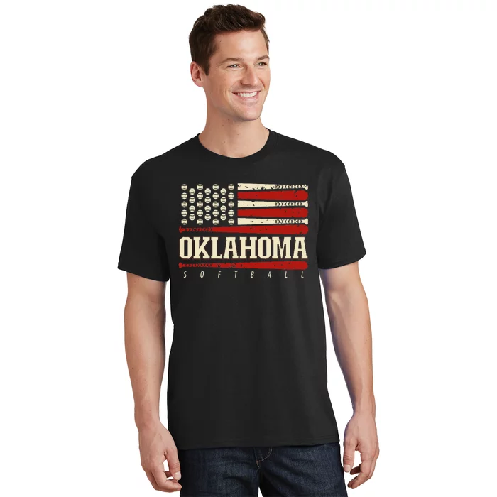 Oklahoma Softball Usa Flag Softball T-Shirt