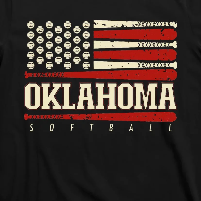 Oklahoma Softball Usa Flag Softball T-Shirt