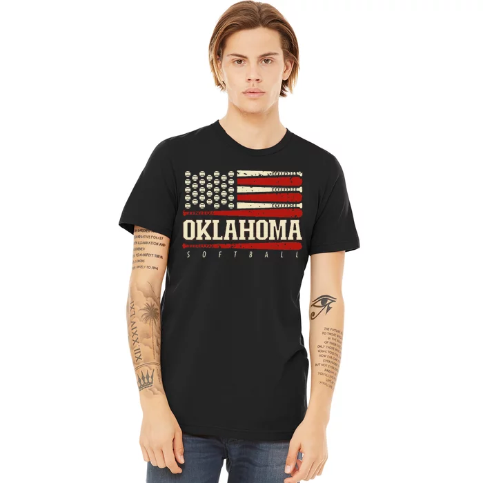 Oklahoma Softball Usa Flag Softball Premium T-Shirt