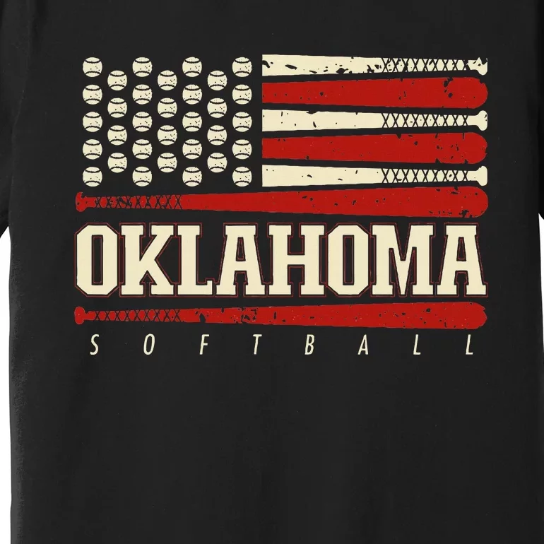 Oklahoma Softball Usa Flag Softball Premium T-Shirt