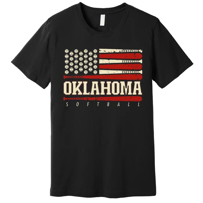 Oklahoma Softball Usa Flag Softball Premium T-Shirt