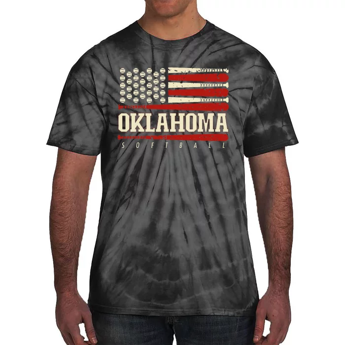 Oklahoma Softball Usa Flag Softball Tie-Dye T-Shirt