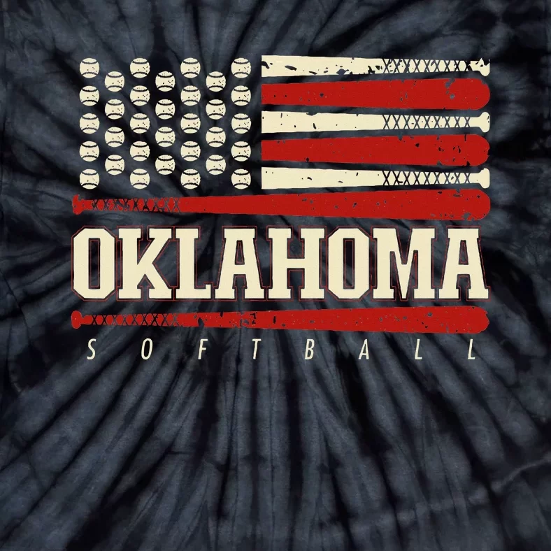 Oklahoma Softball Usa Flag Softball Tie-Dye T-Shirt