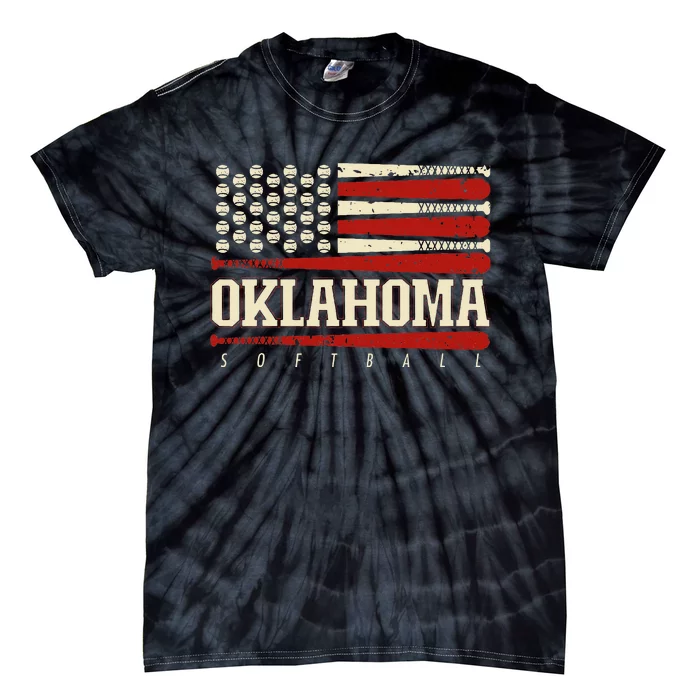 Oklahoma Softball Usa Flag Softball Tie-Dye T-Shirt