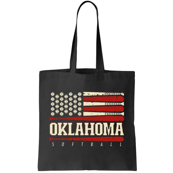 Oklahoma Softball Usa Flag Softball Tote Bag