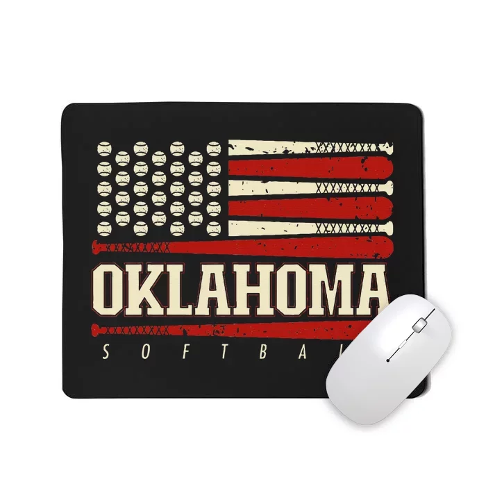 Oklahoma Softball Usa Flag Softball Mousepad