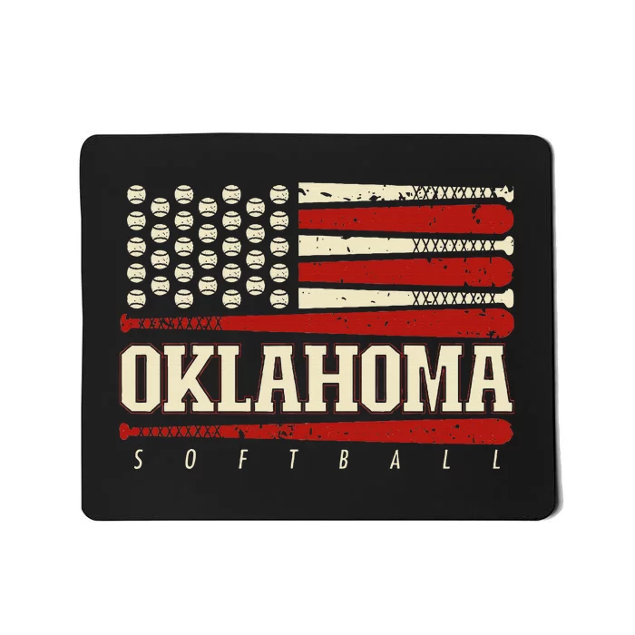 Oklahoma Softball Usa Flag Softball Mousepad